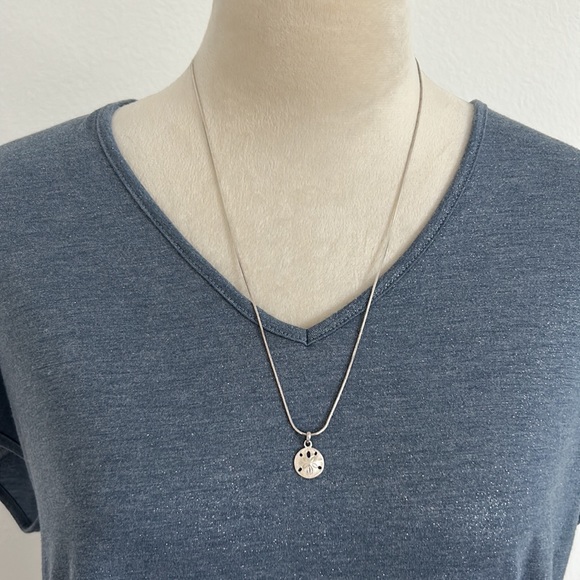 925 Silver Sand Dollar Necklace - Picture 3 of 3